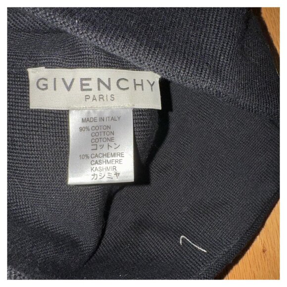 Givenchy Paris Black Logo Cashmere Cotton Blend Beanie Hat - Picture 3 of 4